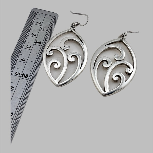 Brighton Silver Heart Drop Earrings with Swirling Design - Picture 5 of 6